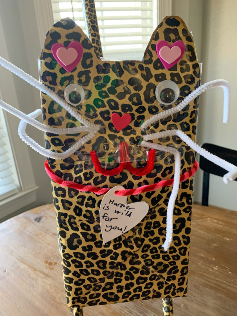 leopard Valentine box on wooden table