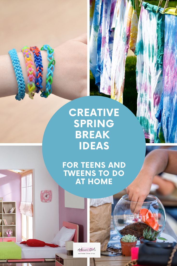 collage of spring activities for teens with circle text box