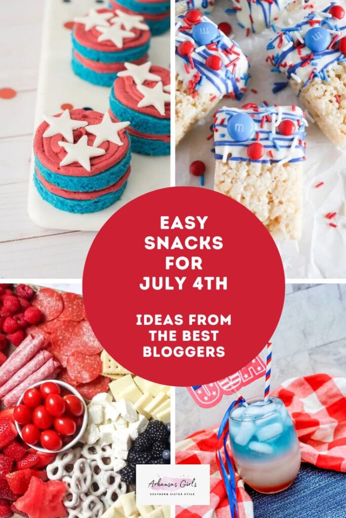 easy patriotic snacks for kids in a four image collage with text
