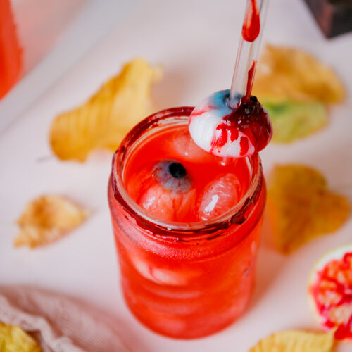 kids Halloween eyeball drink with straw