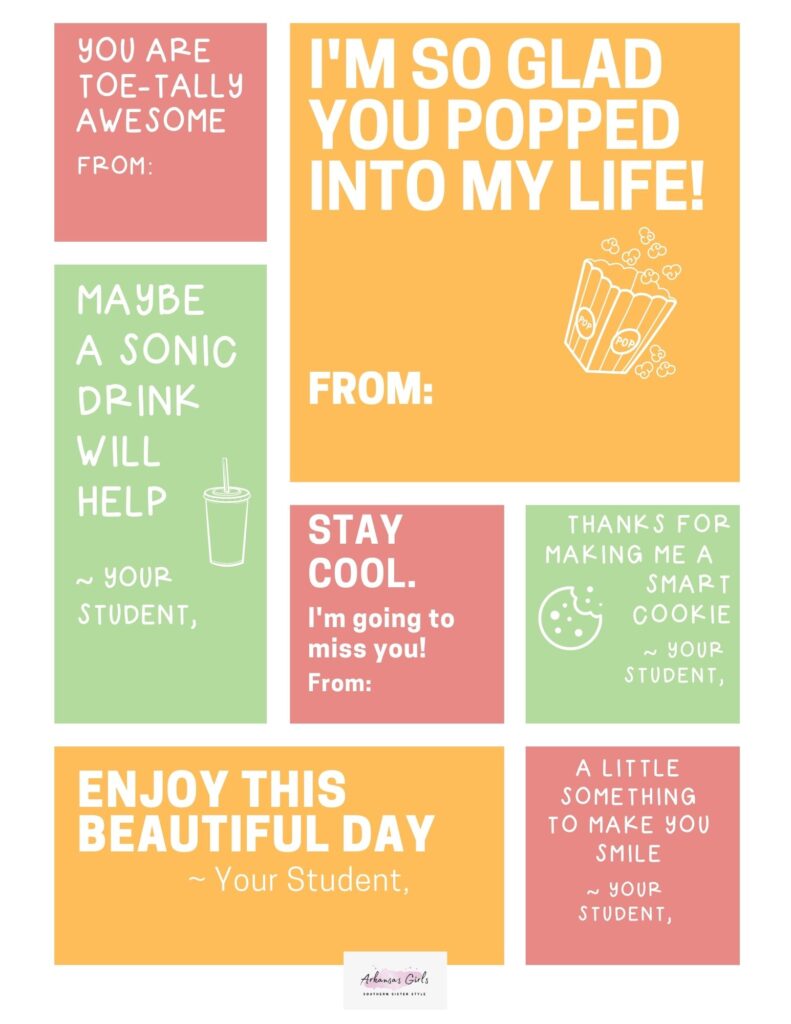 printable teacher gift tags in collage