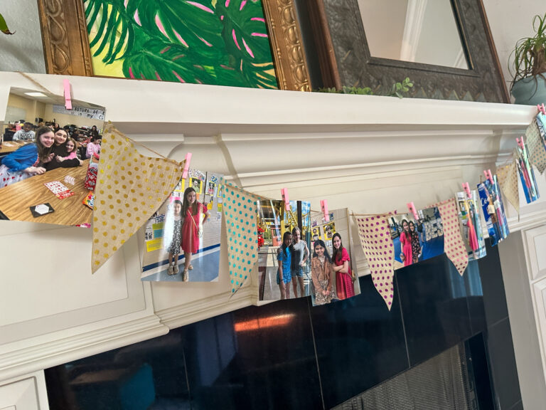graduation party banner on display on mantel