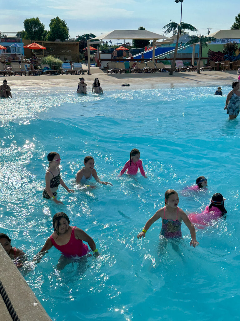 kids in wave pool in Fort Smith waterpark - Parrot Island