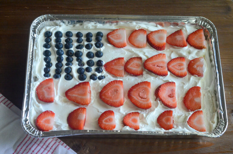 blueberry flag dip in aluminum tray
