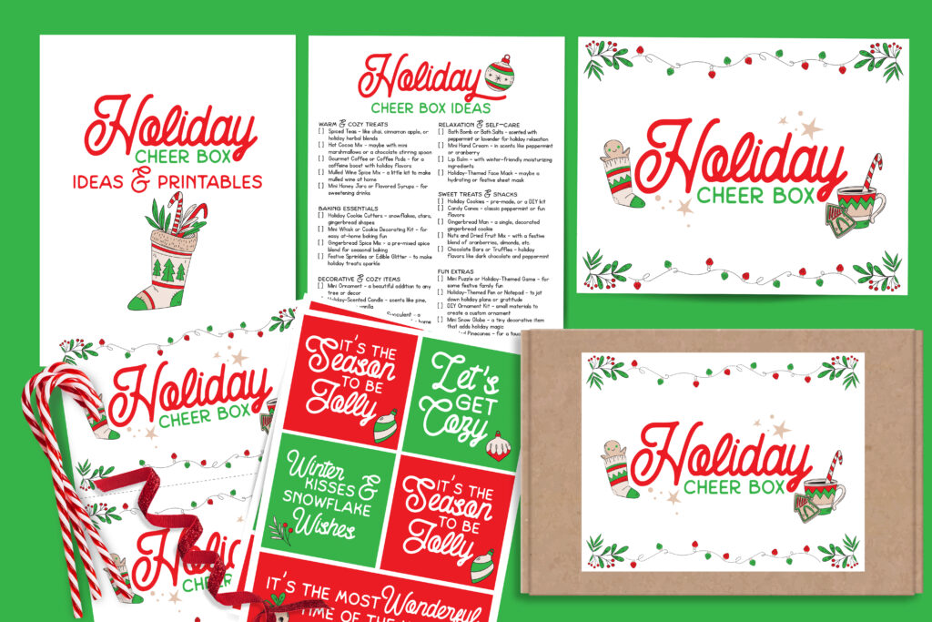 holiday cheer box printables collage layout