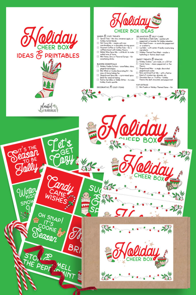 free holiday cheer box printables in a collage 
