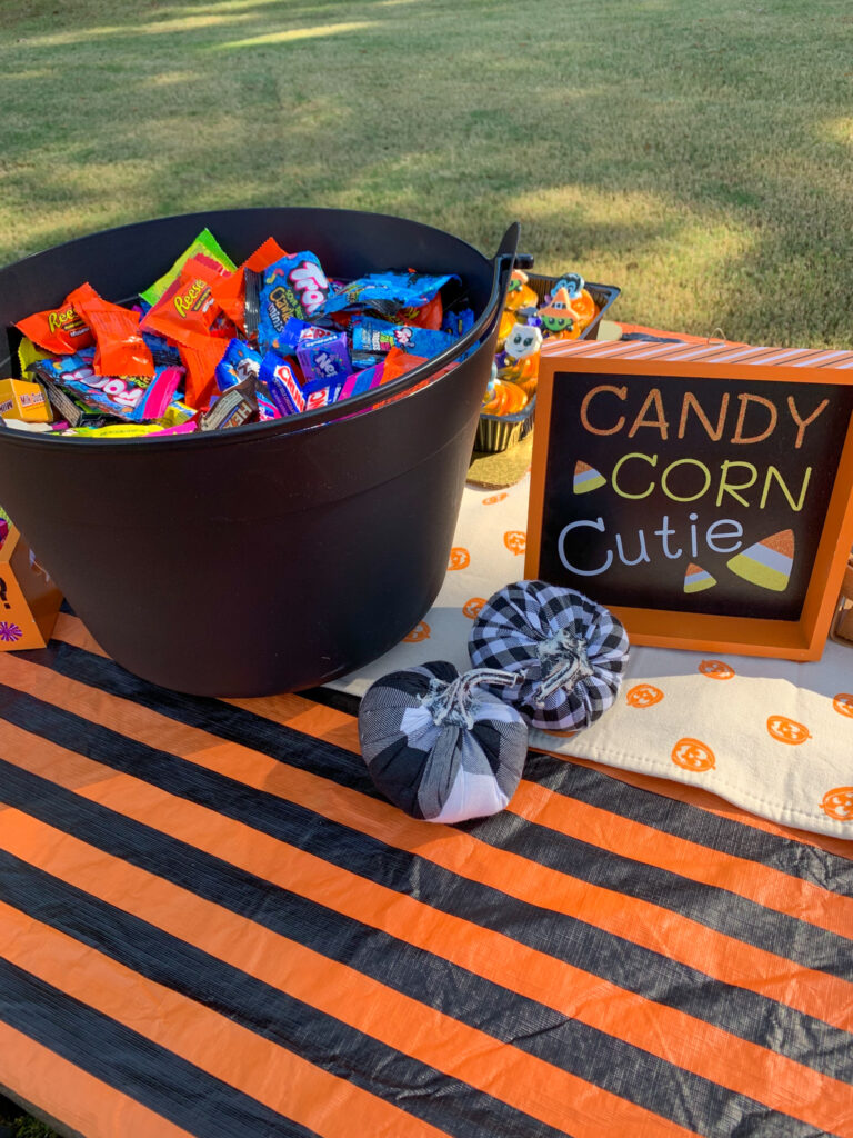 Candy Corn Cutie party table for Halloween party theme ideas for tweens